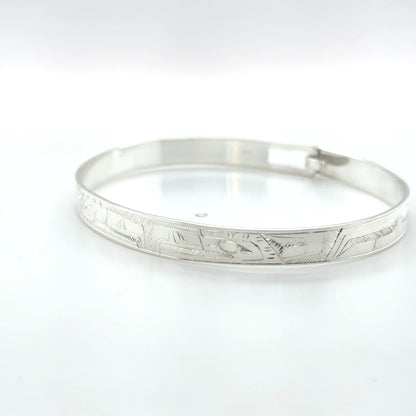 Bangle - Sterling Silver - 1/4" - Eagles - Shorter Length