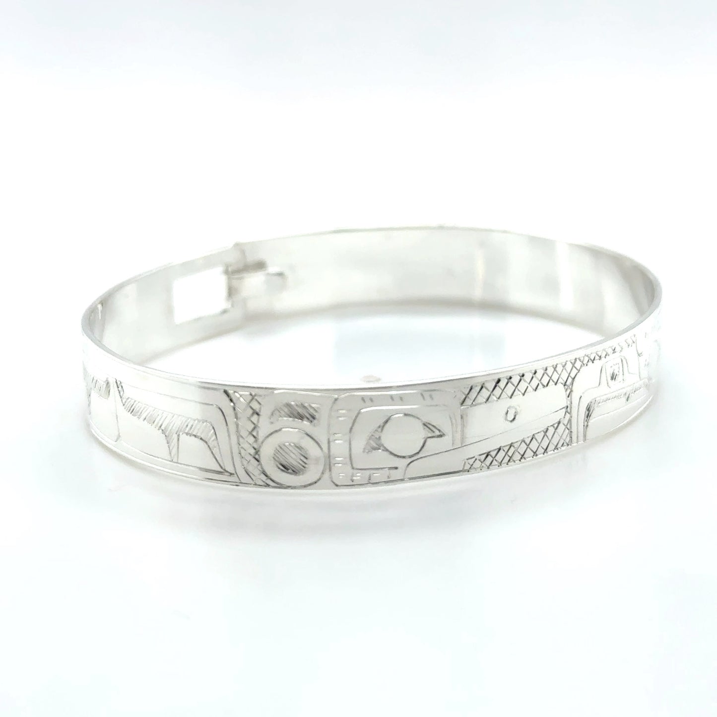 Bangle - Sterling Silver - 3/8" - Hummingbird & Eagle - Shorter Length