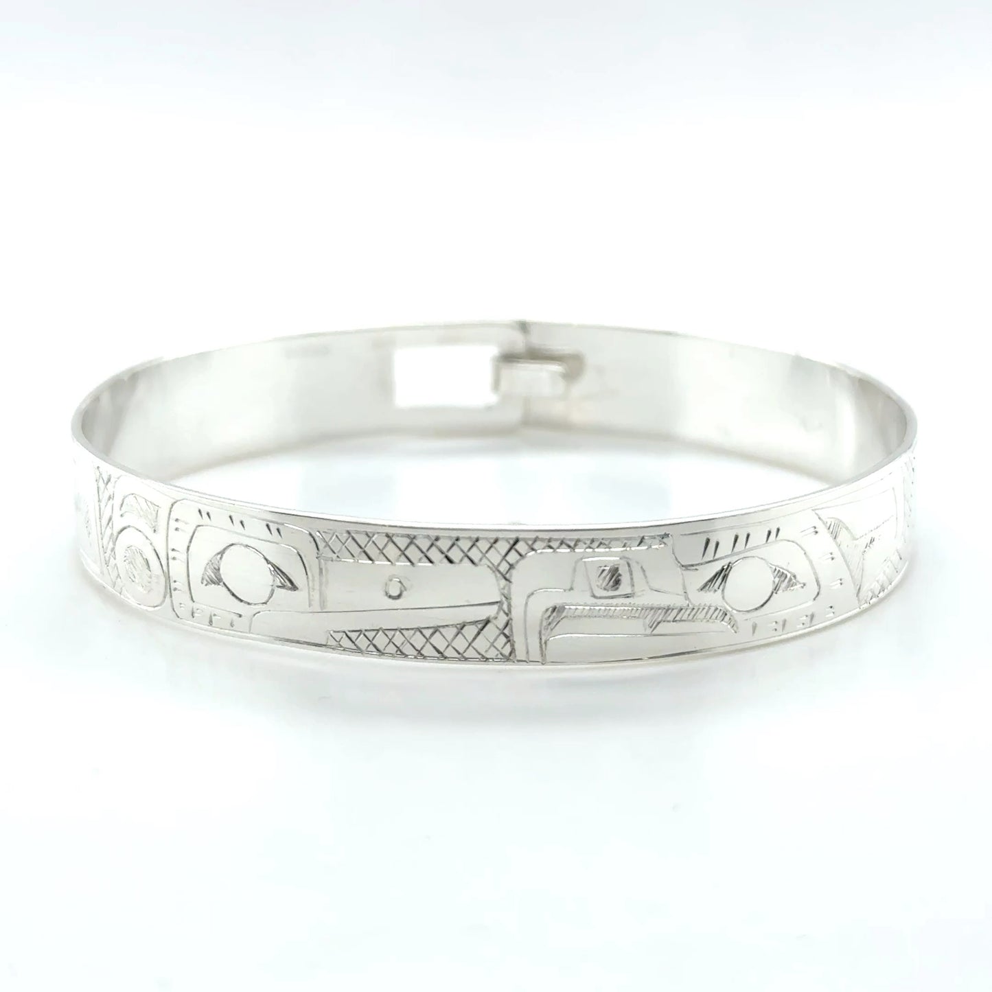 Bangle - Sterling Silver - 3/8" - Hummingbird & Eagle - Shorter Length