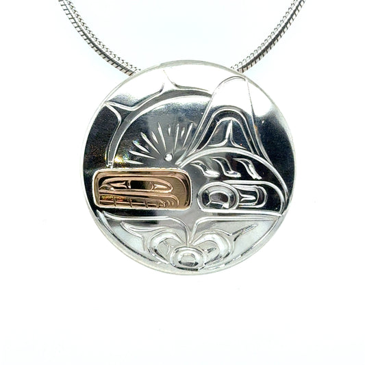 Pendant - Gold & Silver - Oval - Orca