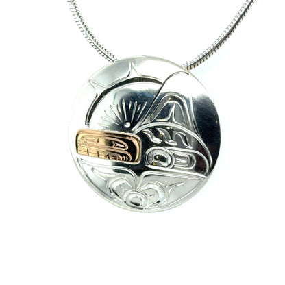 Pendant - Gold & Silver - Oval - Orca