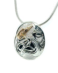 Pendant - Gold & Silver - Oval - Hummingbird