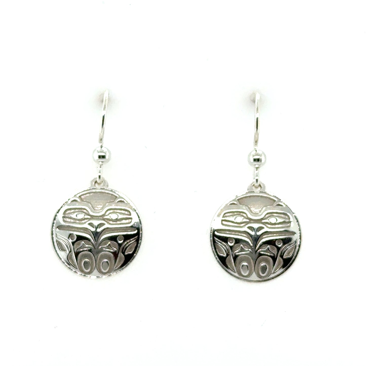 Earrings - Sterling Silver - Drop - Round - Eagle Front - Small - 15mm