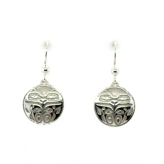 Earrings - Sterling Silver - Drop - Round - Eagle Front - Small - 15mm