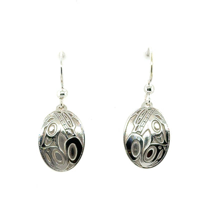 Earrings - Sterling Silver - Drop - Oval - Wolf - Mini - 19mm