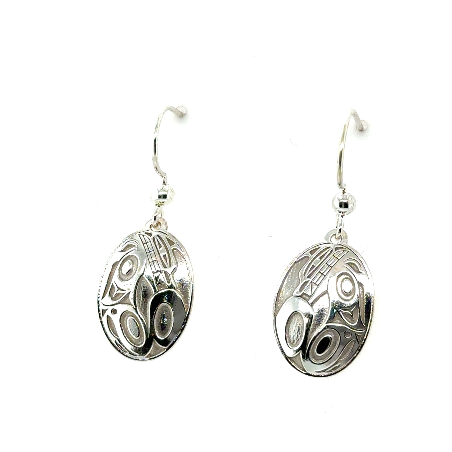 Earrings - Sterling Silver - Drop - Oval - Wolf - Mini - 19mm