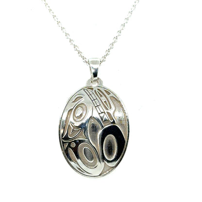 Pendant - Sterling Silver - Oval - Wolf - Small - 25mm