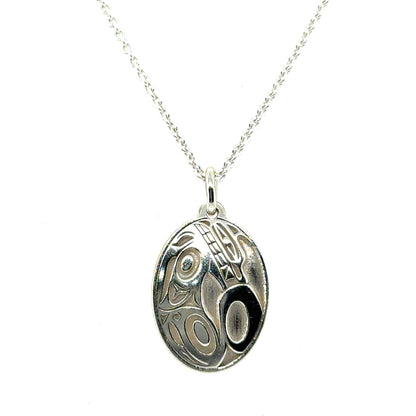 Pendant - Sterling Silver - Oval - Wolf - Mini - 19mm