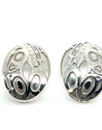 Earrings - Sterling Silver - Stud - Oval - Wolf - 17mm