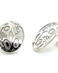 Earrings - Sterling Silver - Stud - Oval - Wolf - 17mm