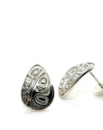 Earrings - Sterling Silver - Stud - Teardrop - Hummingbird Floral - Small - 16mm