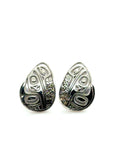 Earrings - Sterling Silver - Stud - Teardrop - Hummingbird Floral - Small - 16mm