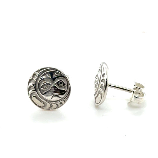 Earrings - Sterling Silver - Stud - Moon - Small - 10mm