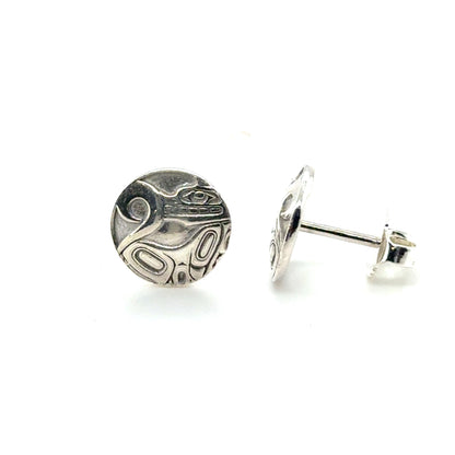 Earrings - Sterling Silver - Stud - Wolf - Small - 10mm