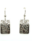Earrings - Sterling Silver - Drop - Rectangle - Hummingbird - Small
