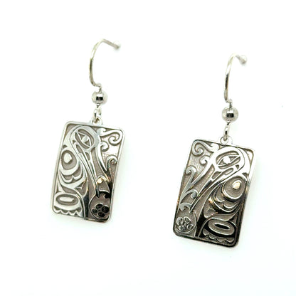 Earrings - Sterling Silver - Drop - Rectangle - Hummingbird - Small