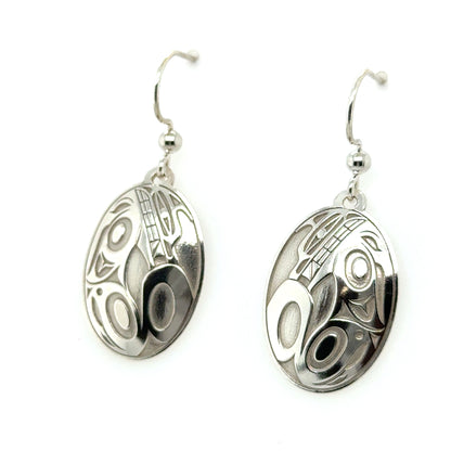 Earrings - Sterling Silver - Drop - Oval - Wolf - 24mm