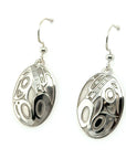 Earrings - Sterling Silver - Drop - Oval - Wolf - 24mm