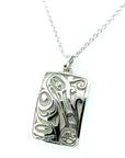 Pendant - Sterling Silver - Rectangle - Hummingbird - 25mm