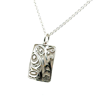 Pendant - Sterling Silver - Rectangle - Hummingbird - Mini - 19mm