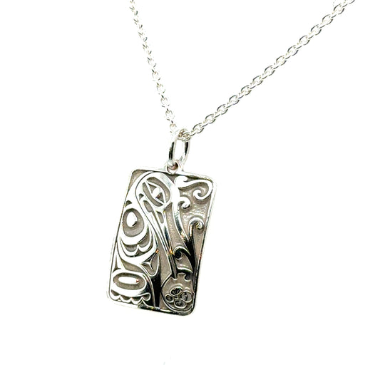 Pendant - Sterling Silver - Rectangle - Hummingbird - Mini - 19mm