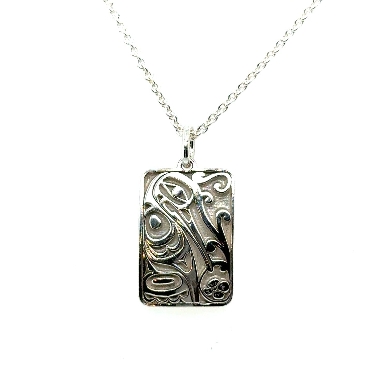 Pendant - Sterling Silver - Rectangle - Hummingbird - Mini - 19mm