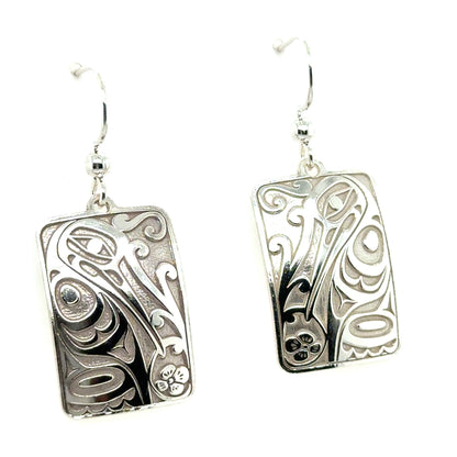 Earrings - Sterling Silver - Drop - Rectangle - Hummingbird - 25mm