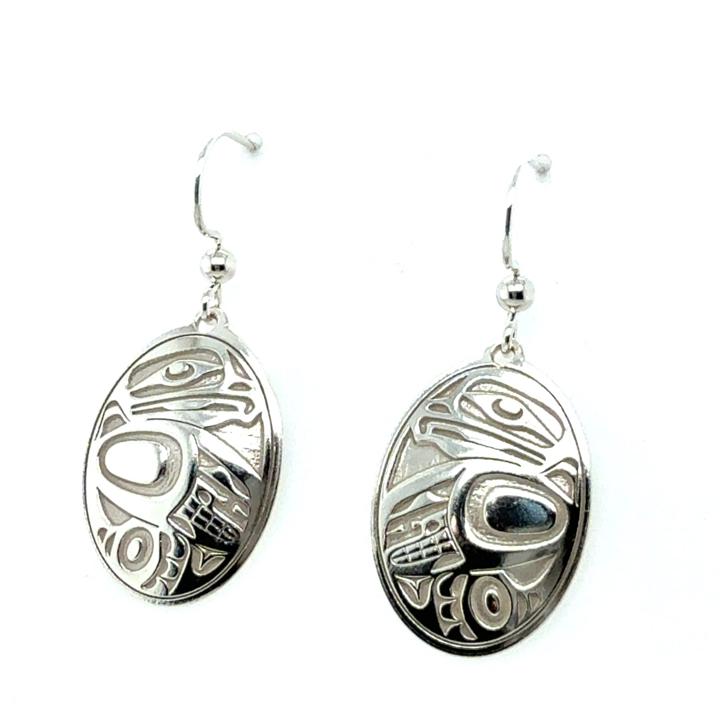 Earrings - Sterling Silver - Drop - Oval - Eagle - 25mm