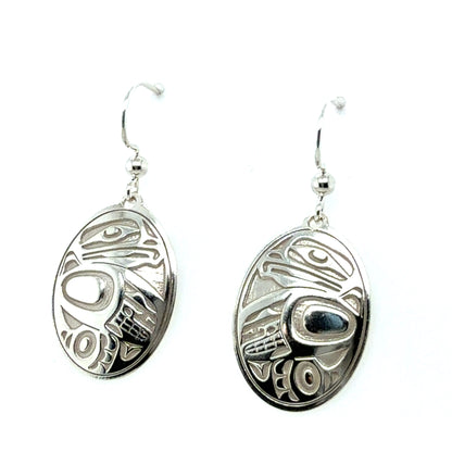 Earrings - Sterling Silver - Drop - Oval - Eagle - 25mm