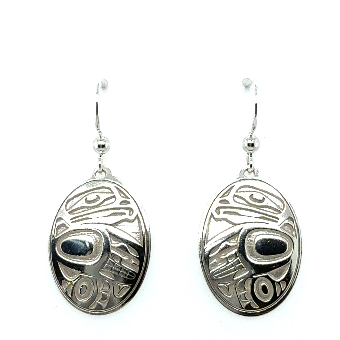 Earrings - Sterling Silver - Drop - Oval - Eagle - 25mm
