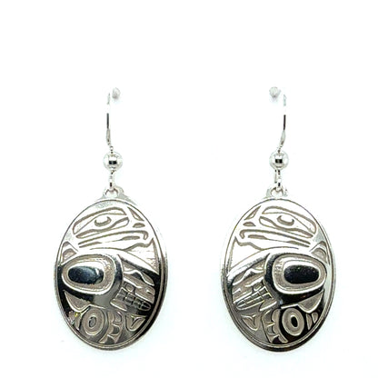 Earrings - Sterling Silver - Drop - Oval - Eagle - 25mm
