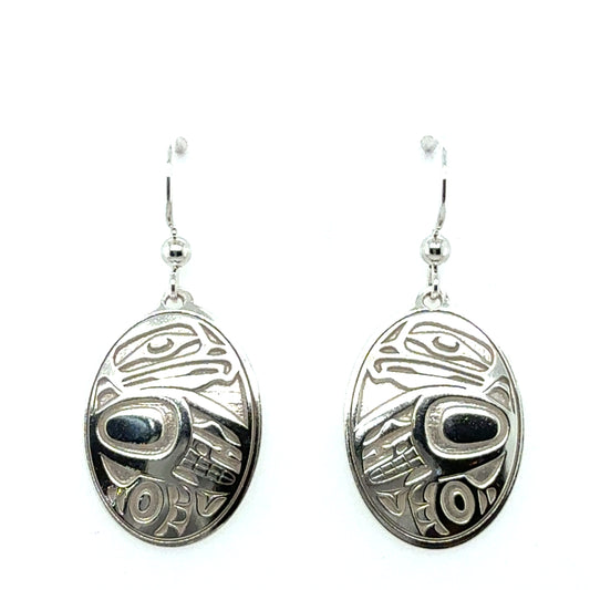 Earrings - Sterling Silver - Drop - Oval - Eagle - 25mm