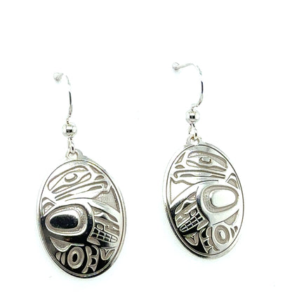 Earrings - Sterling Silver - Drop - Oval - Eagle - 25mm