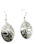 Earrings - Sterling Silver - Drop - Oval - Eagle - 25mm