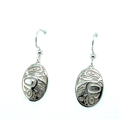 Earrings - Sterling Silver - Drop - Oval - Eagle - 18mm