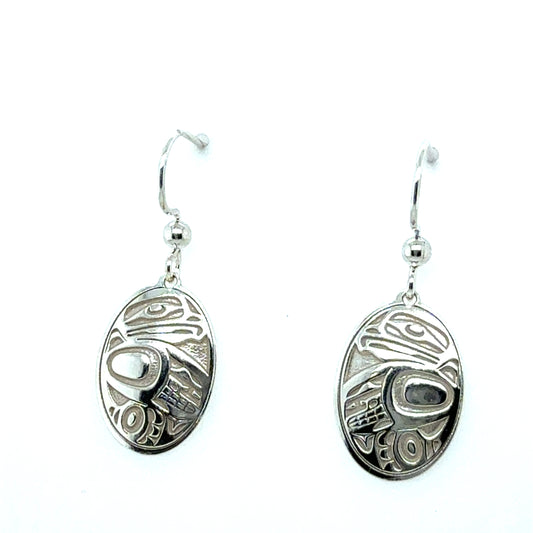 Earrings - Sterling Silver - Drop - Oval - Eagle - 18mm
