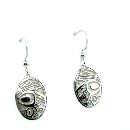 Earrings - Sterling Silver - Drop - Oval - Eagle - 18mm