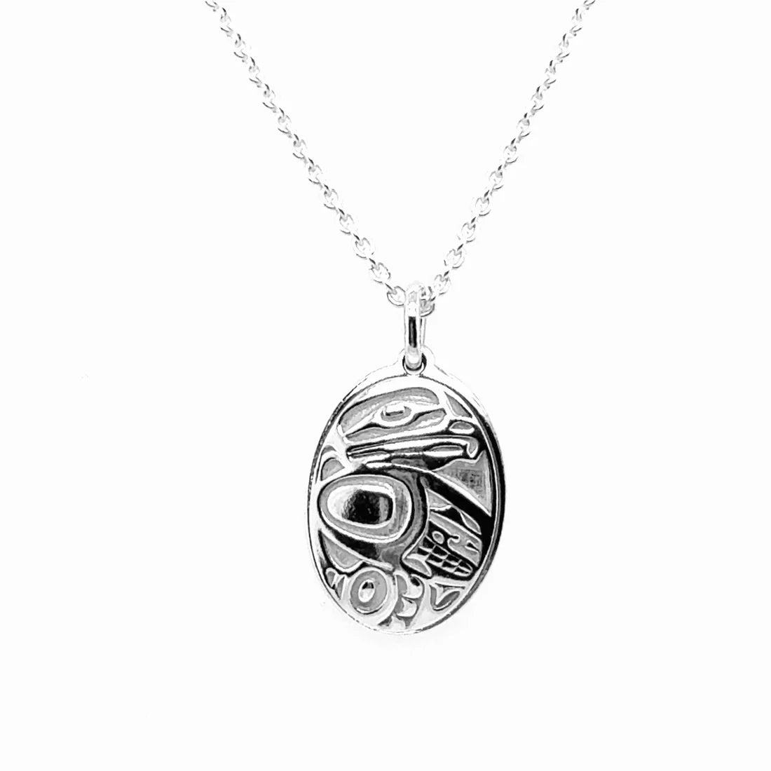 Pendant - Sterling Silver - Oval - Eagle - Mini - 19mm