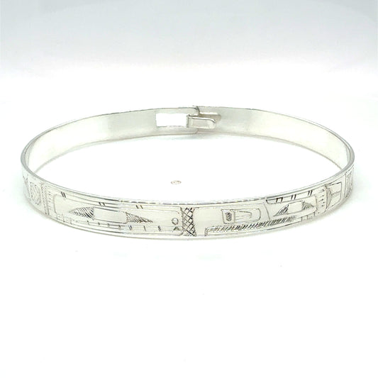 Bangle - Sterling Silver - 1/4" - Orca & Thunderbird