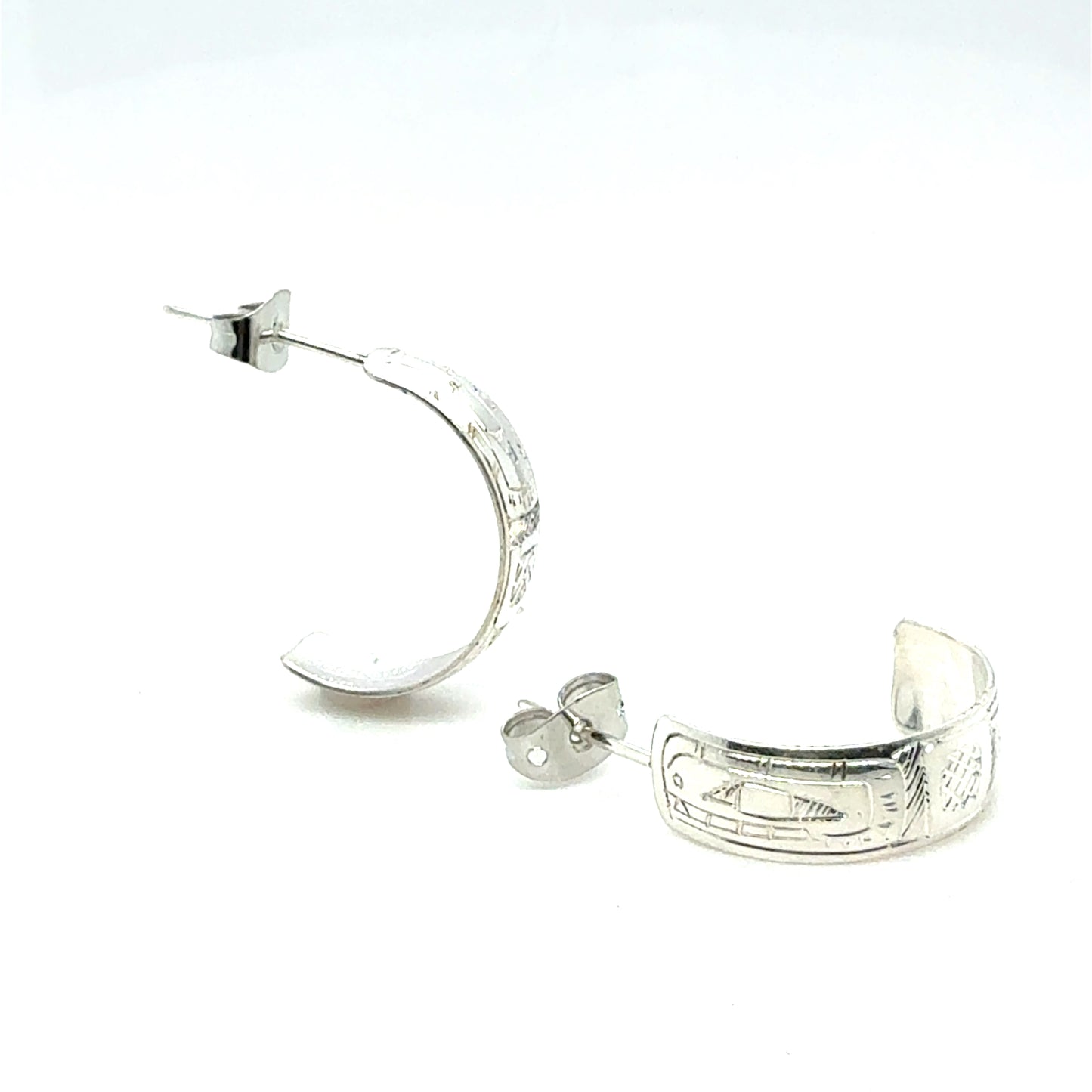 Earrings - Sterling Silver - Half Hoop - 1/4" - Orca