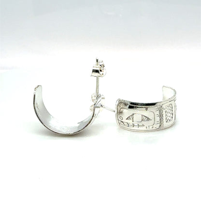 Earrings - Sterling Silver - Hoop Studs - 3/8" - Orca