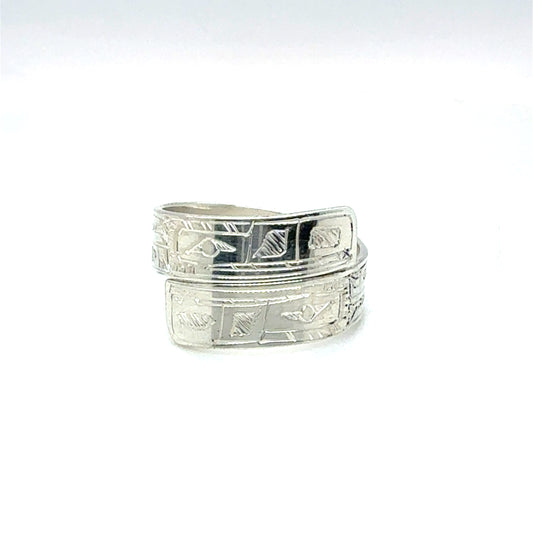 Ring - Sterling Silver - Wrap - 3/16" - Wolf - Size 8