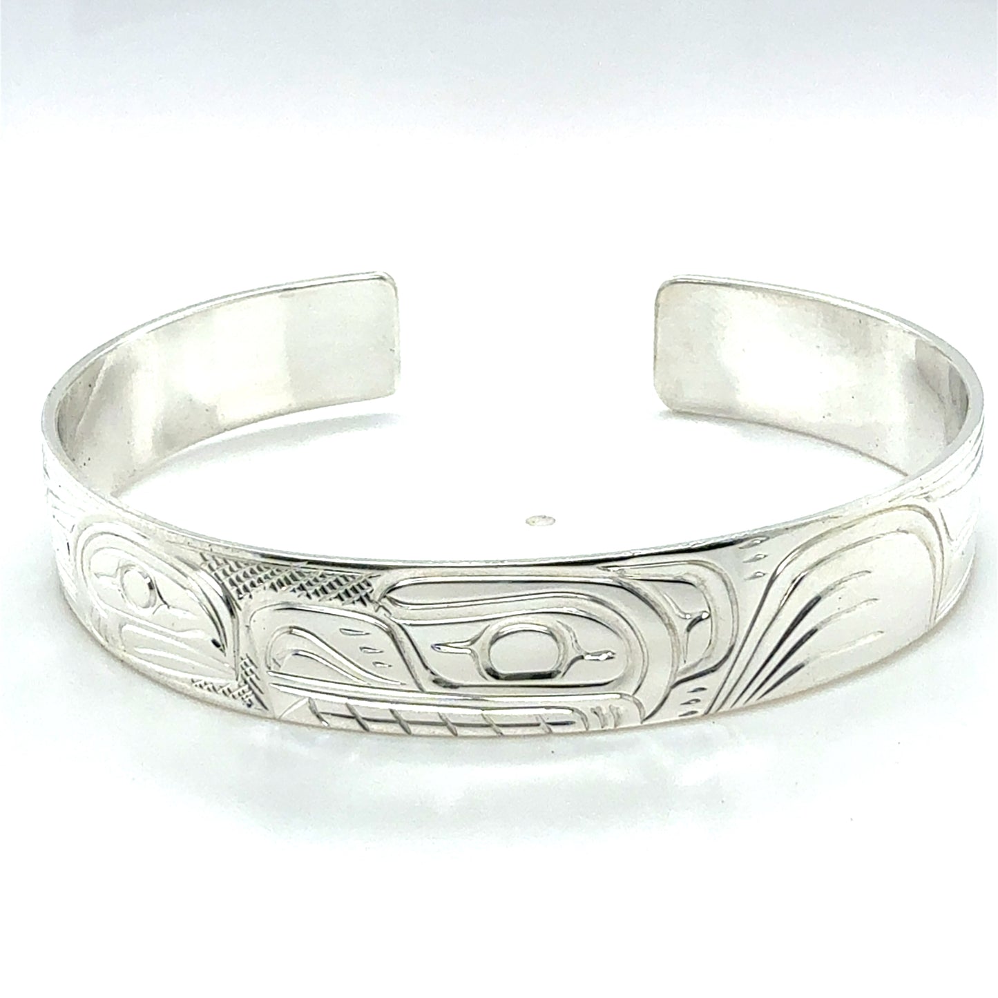 Bracelet - Sterling Silver - 3/8" - Bear & Salmon