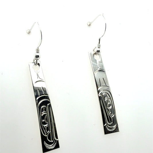 Earrings - Sterling Silver - Rectangle - Frog
