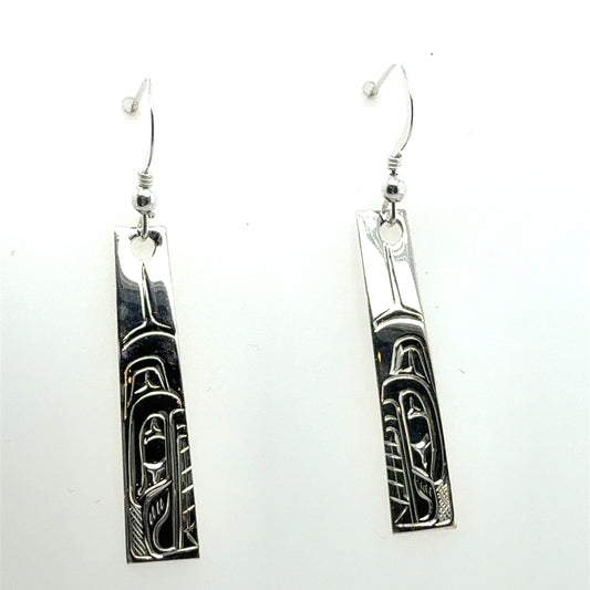 Earrings - Sterling Silver - Rectangle - Bear