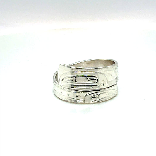 Ring - Sterling Silver - Wrap -  Salmon - Size 8