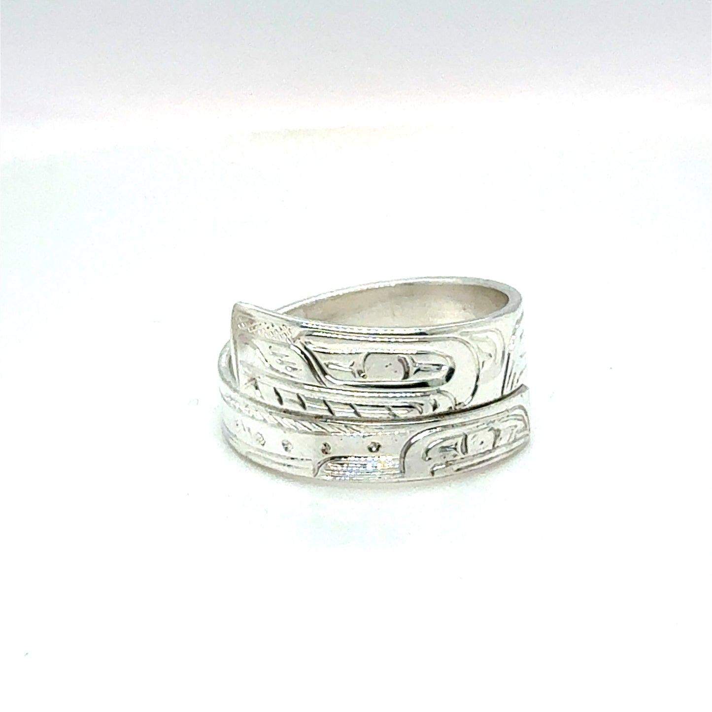 Ring - Sterling Silver - Wrap - Bear & Salmon - Size 8