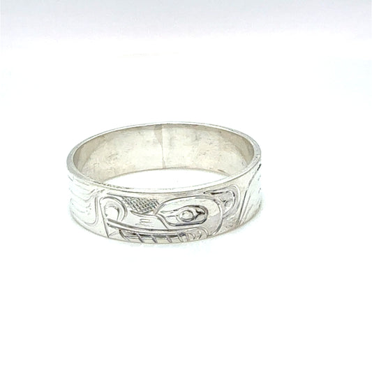 Ring - Sterling Silver - 1/4" - Wolf - Size 13.5