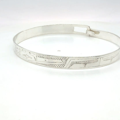 Bangle - Sterling Silver - 1/4" - Longer - Hummingbird