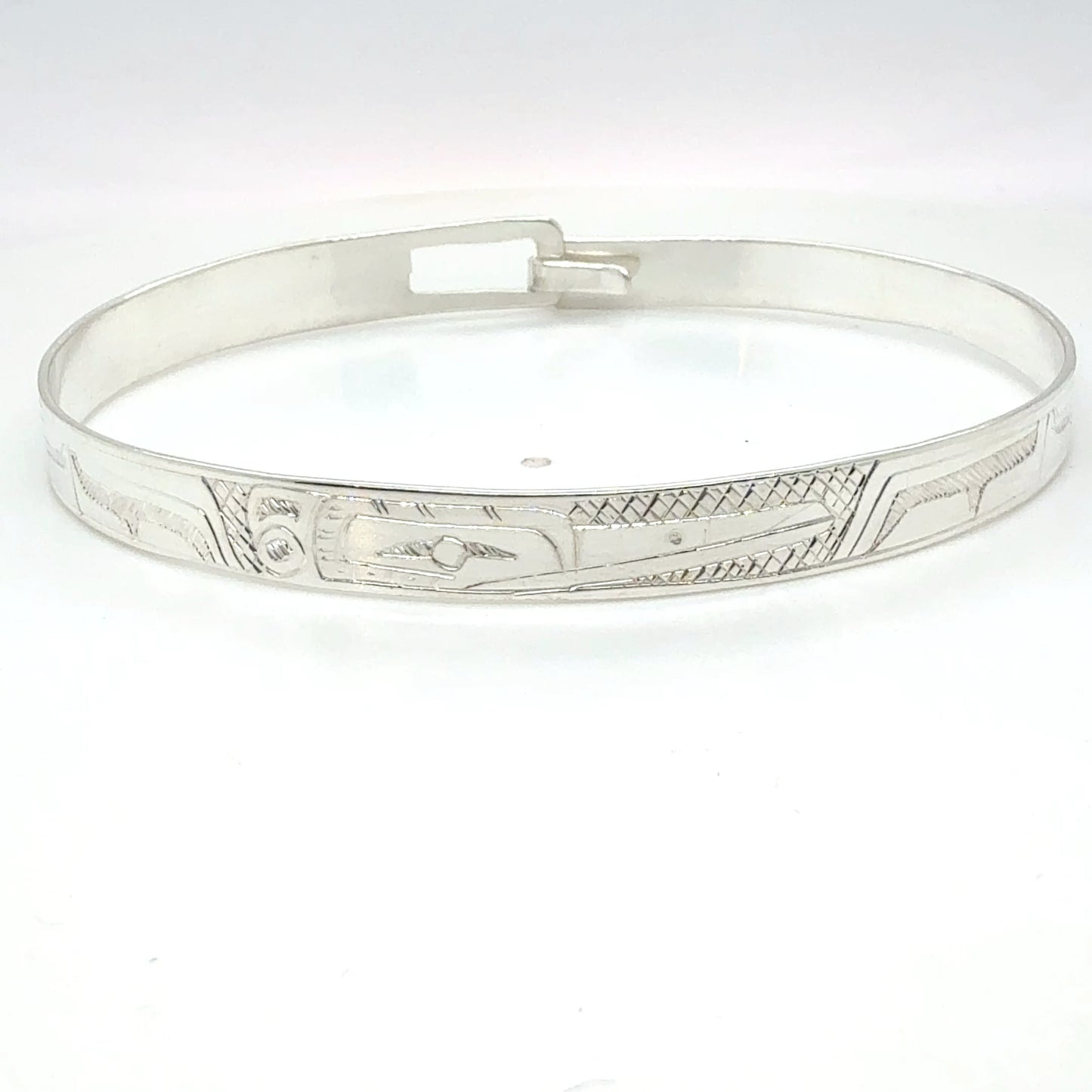 Bangle - Sterling Silver - 1/4" - Longer - Hummingbird